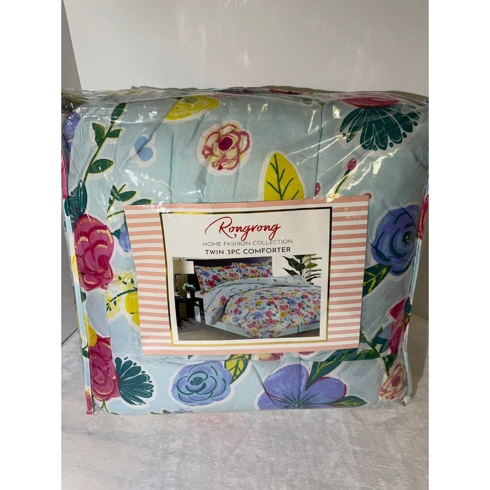 Rongrong Sprinkled Floral 3pc Comforter BED IN A BAG